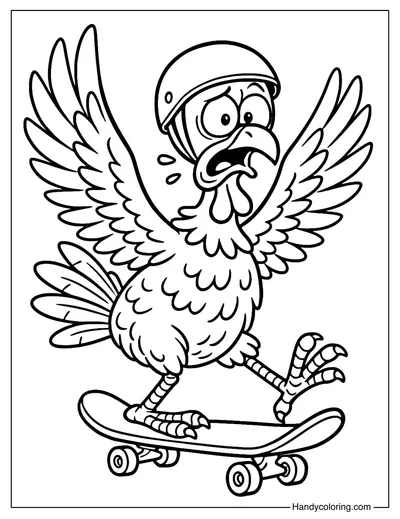 Skateboard Turkey Coloring Page