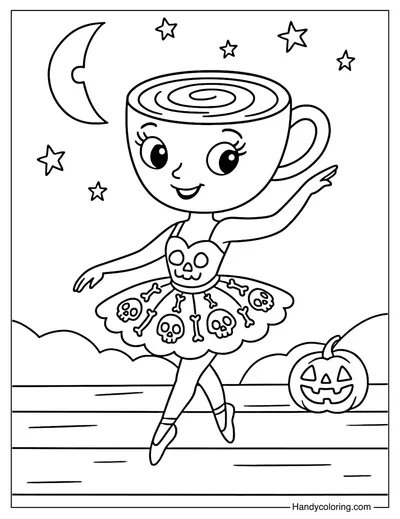 Skeleton Ballerina Cappuccina Coloring Page