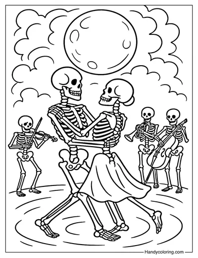 Skeleton Dance Coloring Page