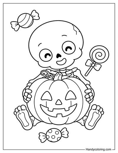 Skeleton Hugging Jack-O'-Lantern