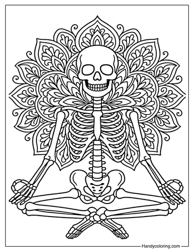 Skeleton Yoga Coloring Page