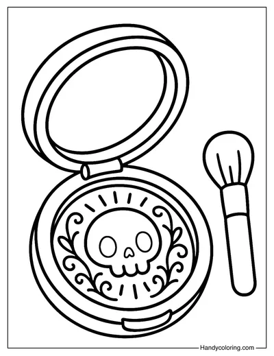 Skull Compact Powder Coloring Page