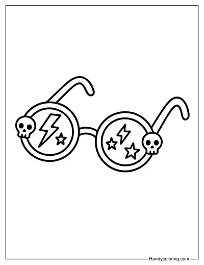 Skull Sunglasses Coloring Page