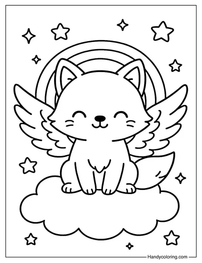 Sky Spirit Fox Coloring Page
