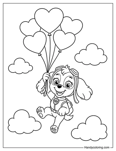 Skye Floating with Heart Balloons