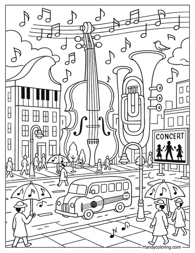 Skyline Symphony City Coloring Page