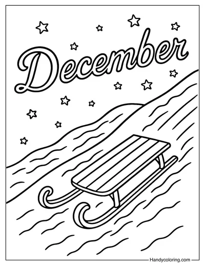 Sled Ride December Coloring Page