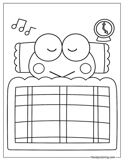 Sleeping Keroppi Coloring Page