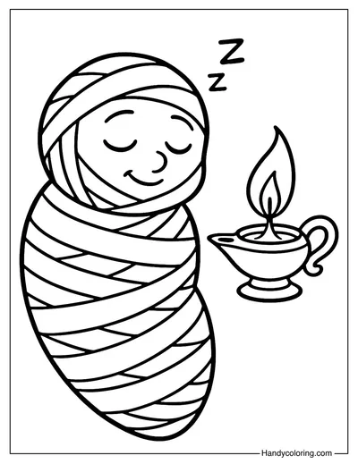 Sleeping Mummy Coloring Page