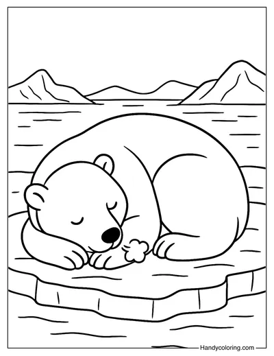 Sleeping Polar Bear Coloring Page