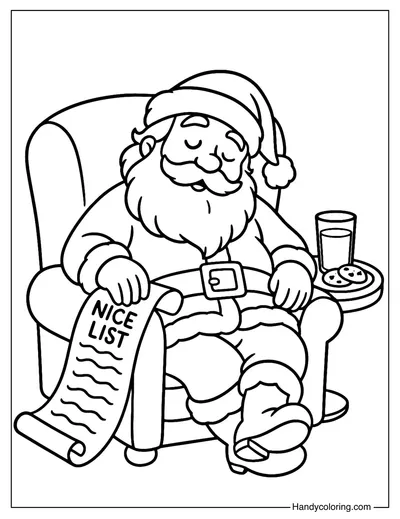 Sleeping Santa Coloring Page