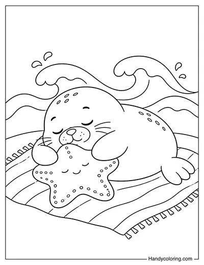 Sleeping Seal with Beach Pillow