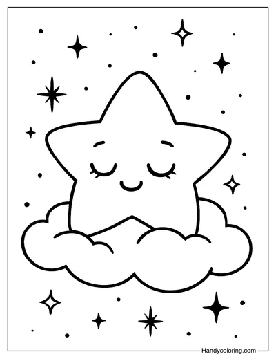 Sleeping Star Coloring Sheet