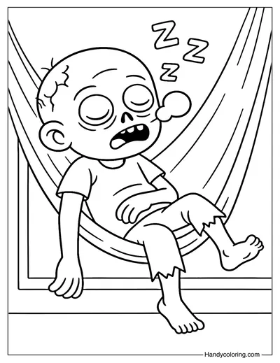 Sleeping Zombie Coloring Page