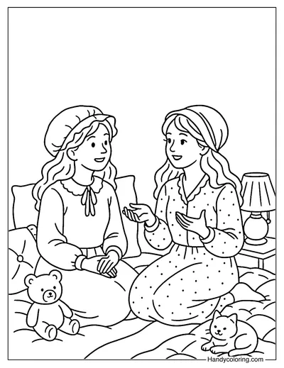 Sleepover Pillow Talk Coloring Page