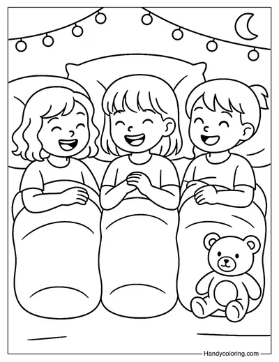 Sleepover Trio Coloring Page