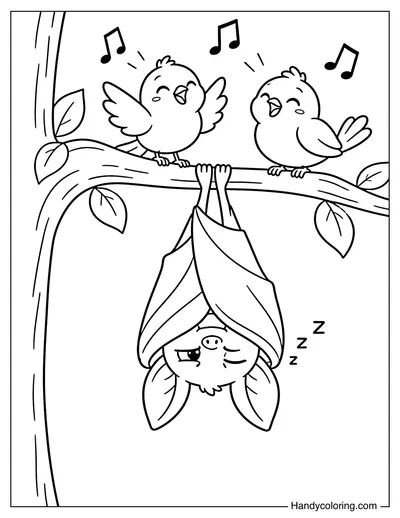 Sleepy Bat Awakened by Morning Birds