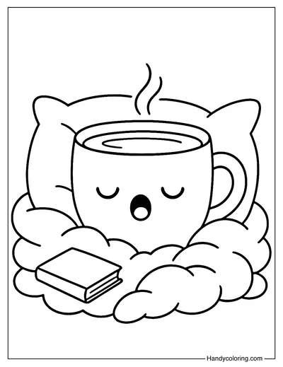 Sleepy Coffee Mug Coloring Page
