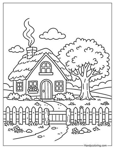 Small Village House with Fence