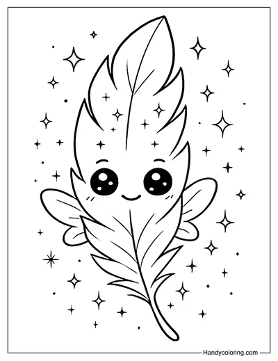 Smiley Feather Fairy Coloring Page