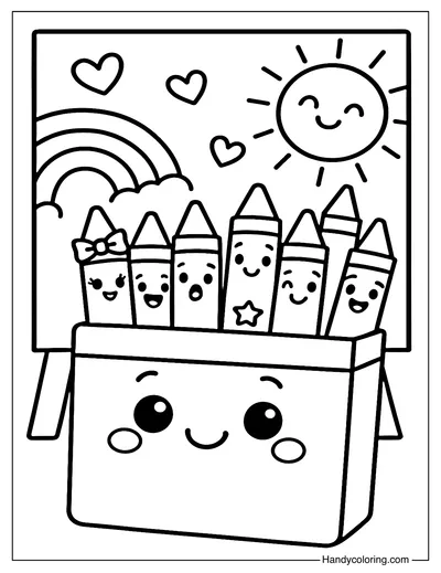 Smiling Crayon Box Coloring Page