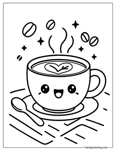 Smiling Espresso Coloring Page