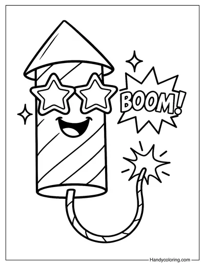 Smiling Firecracker Coloring Page