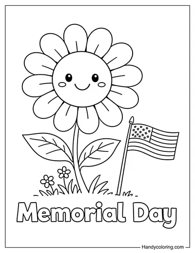 Smiling Flower with Small Flag