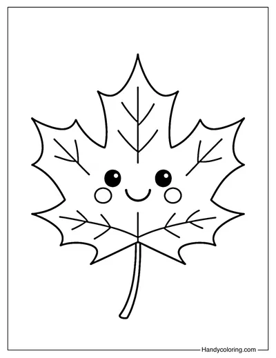 Smiling Leaf Coloring Page