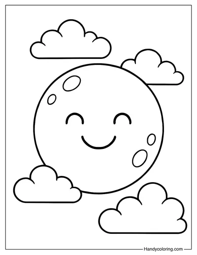 Smiling Moon Coloring Page