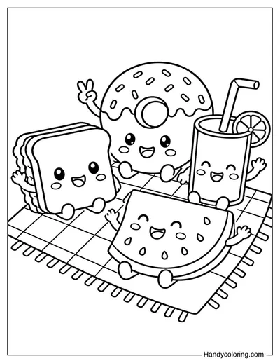 Smiling Picnic Food Friends