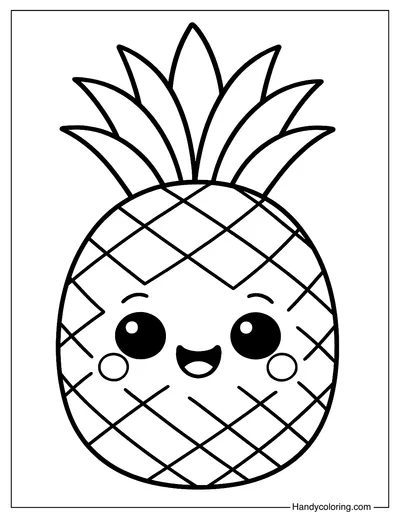 Smiling Pineapple Coloring Page