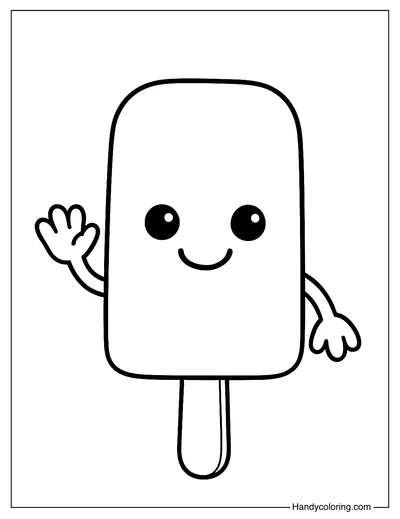 Smiling Popsicle Coloring Page