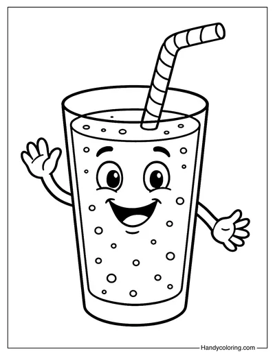 Smiling Smoothie Cup Coloring Page