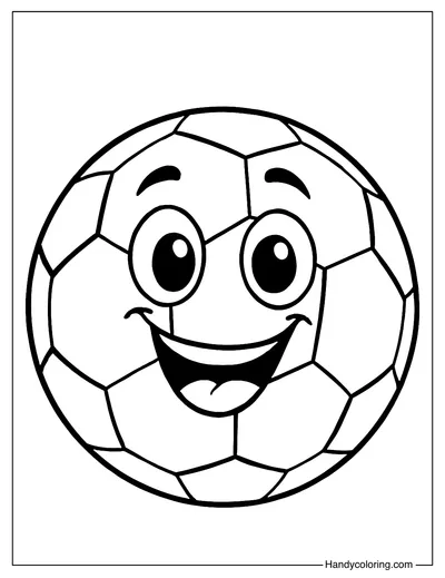 Smiling Soccer Ball Coloring Page