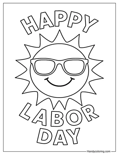 Smiling Sun Labor Day Coloring Page