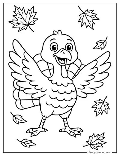 Smiling Turkey Coloring Page