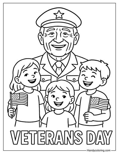 Smiling Veteran Coloring Page