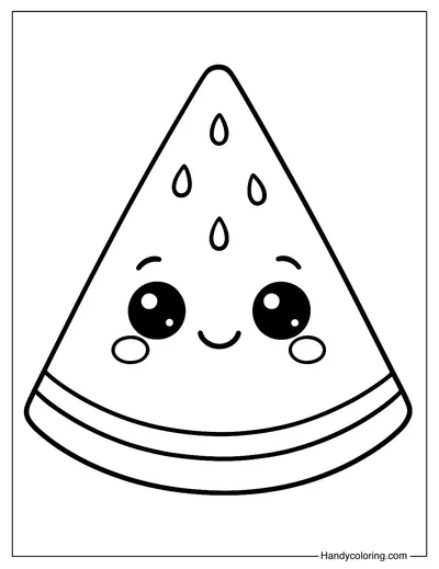 Smiling Watermelon Slice Coloring Page