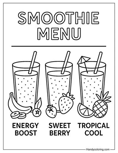 Smoothie Menu Board Coloring Page