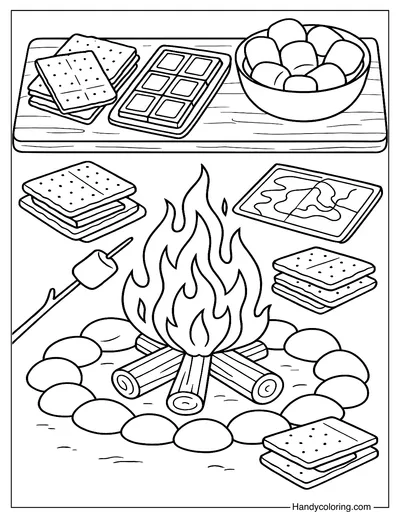 S'mores Party Coloring Page