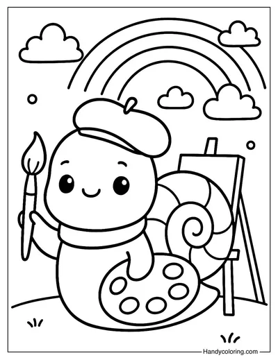 Snail Artist Coloring Page