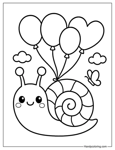 Snail Balloon Ride Coloring Page