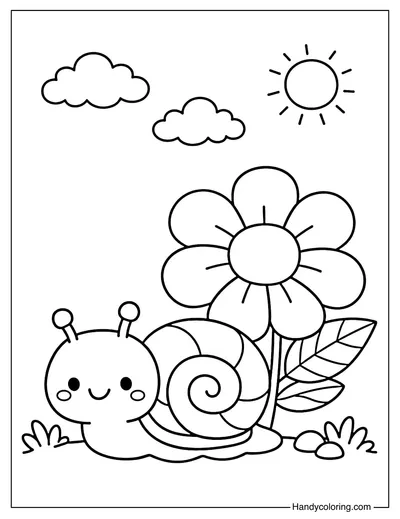 Snail Crawling Next To A Flower