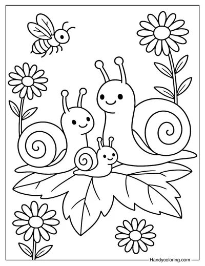 Snail Family Coloring Page