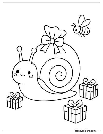 Snail Gift Delivery Coloring Page