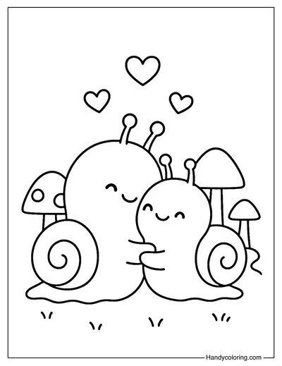 Snail Hug Coloring Page