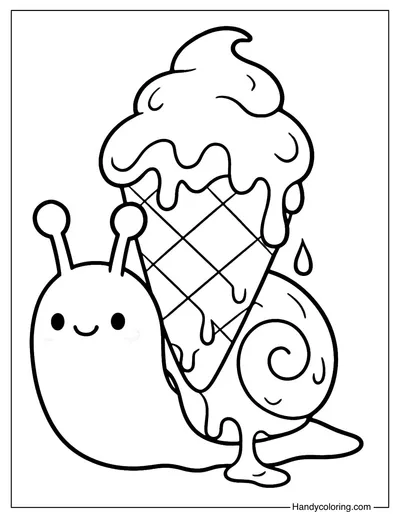 Snail Ice Cream Coloring Page