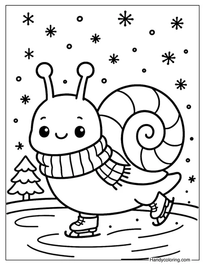 Snail Ice Skater Coloring Page