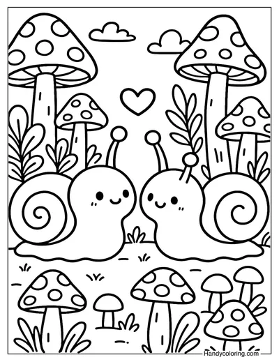 Snail in the Forest Coloring Page